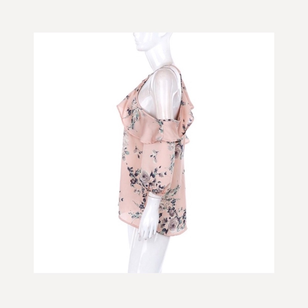 Satin Off-shoulder Ruffle Top - Picture 4 of 6